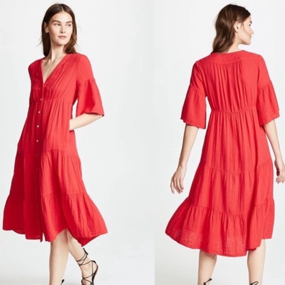 Xirena Kendall Midi Dress in Red Sz M/ Medium - Picture 2 of 4